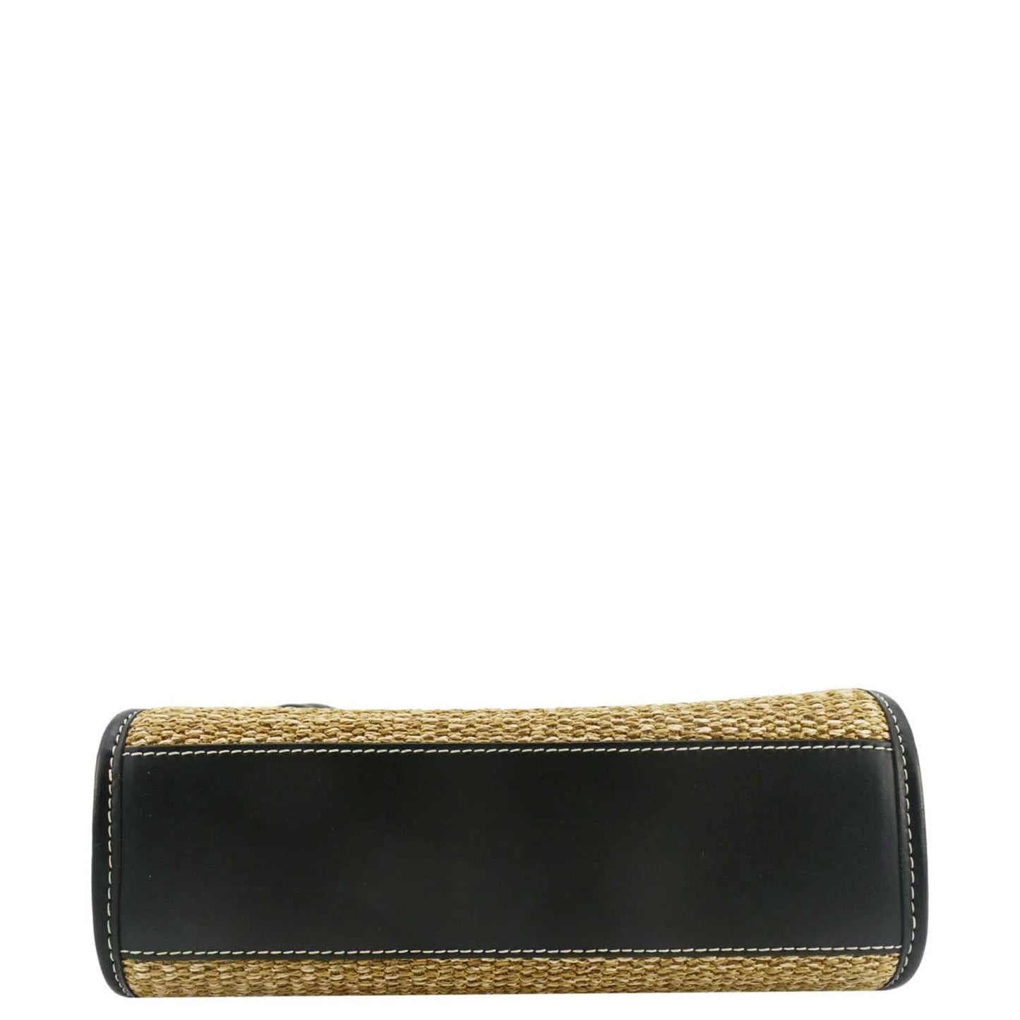 BURBERRY Freya Mini Raffia Tote Shoulder Bag Black