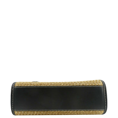 BURBERRY Freya Mini Raffia Tote Shoulder Bag Black