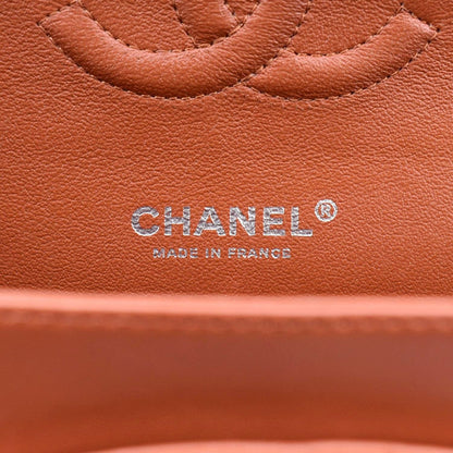 CHANEL Classic Medium Double Flap Quilted Leather Shoulder Bag Red