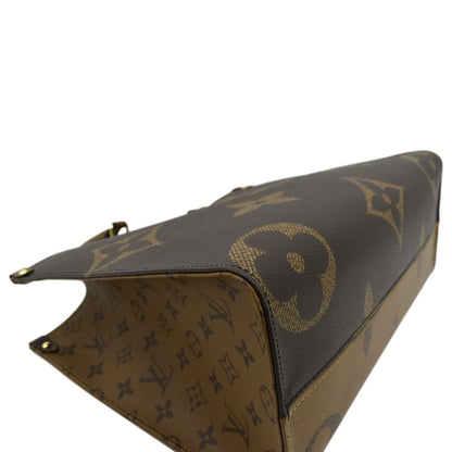LOUIS VUITTON Onthego MM Giant Monogram Canvas Tote Shoulder Bag Brown