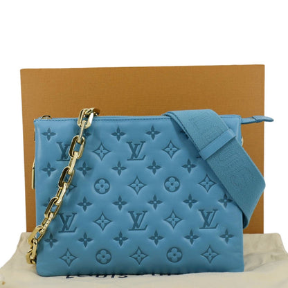 LOUIS VUITTON Coussin PM Monogram Embossed Shoulder Bag Bleuet