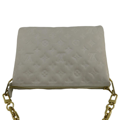 LOUIS VUITTON Coussin PM Monogram Embossed Leather Shoulder Bag Off White