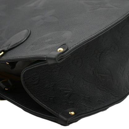LOUIS VUITTON Onthego GM Monogram Empreinte Leather Tote Shoulder Bag Black