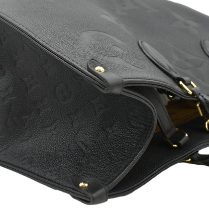LOUIS VUITTON Onthego GM Monogram Empreinte Leather Tote Shoulder Bag Black