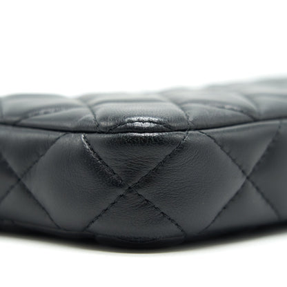 Chanel Double Zip Clutch with Chain Lambskin Black