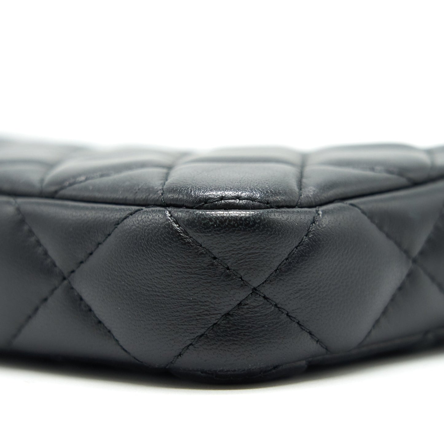 Chanel Double Zip Clutch with Chain Lambskin Black