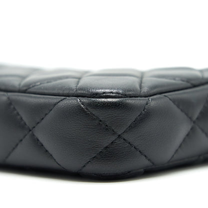 Chanel Double Zip Clutch with Chain Lambskin Black