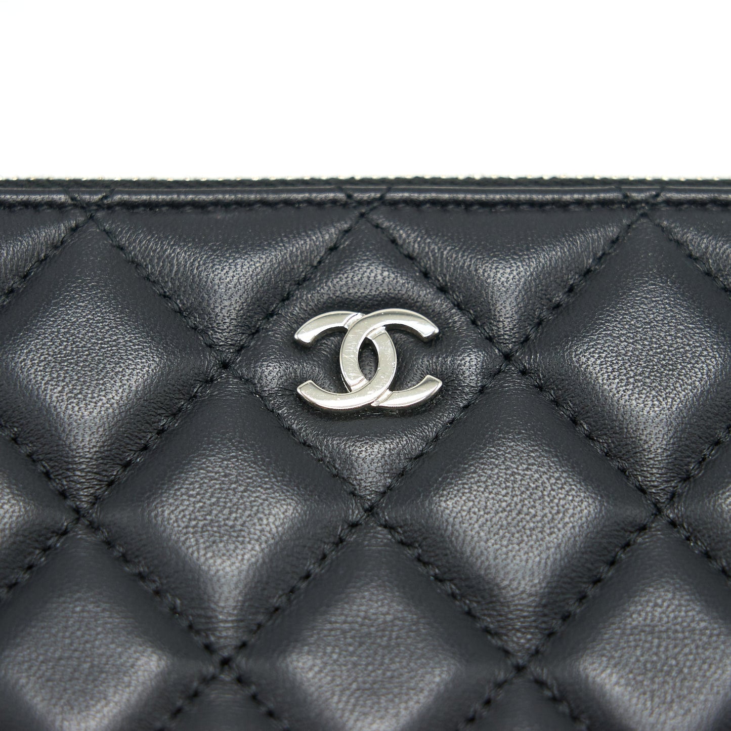 Chanel Double Zip Clutch with Chain Lambskin Black