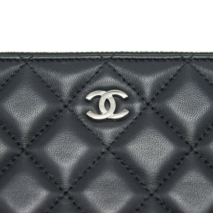 Chanel Double Zip Clutch with Chain Lambskin Black