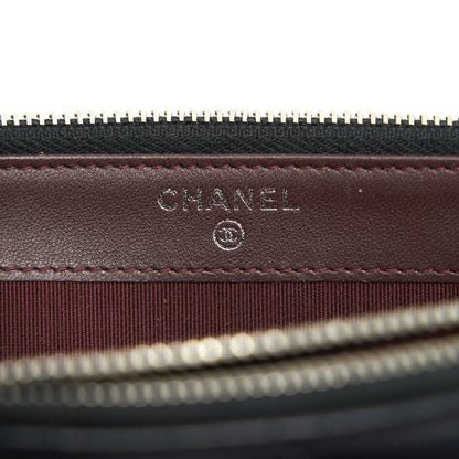Chanel Double Zip Clutch with Chain Lambskin Black