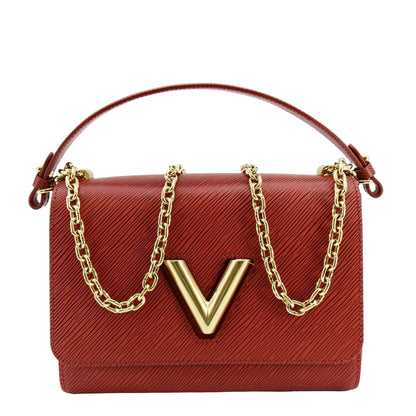 LOUIS VUITTON Twist MM Epi Leather Chain Shoulder Bag Red