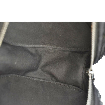 CHANEL Round Tweed Clutch Crossbody Bag Black