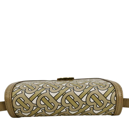 BURBERRY TB Monogram Mini Leather Shoulder Bag Beige