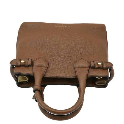BURBERRY Banner Derby Leather Tote Shoulder Bag Tan