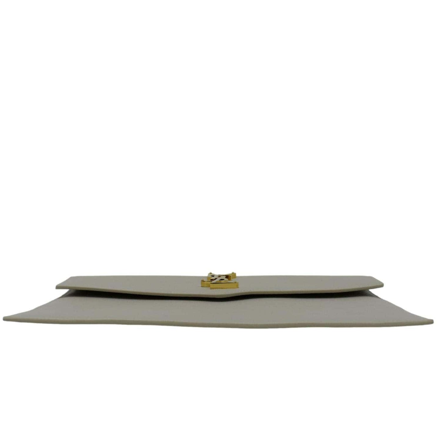 YVES SAINT LAURENT Uptown Envelope Grain De Poudre Leather Clutch Light Grey