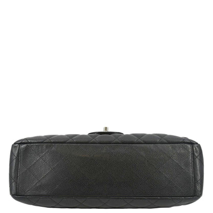 CHANEL Classic Maxi Single Flap Caviar Leather Shoulder Bag Black
