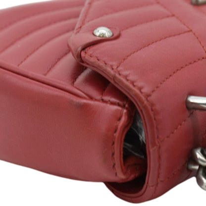 LOUIS VUITTON New Wave Chain MM Leather Shoulder Bag Red