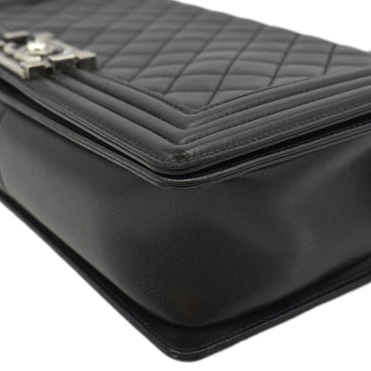 CHANEL Boy Flap Medium Quilted Leather Shoulder Bag Black