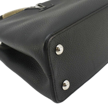 LOUIS VUITTON Capucines MM Taurillon Leather Shoulder Bag Black