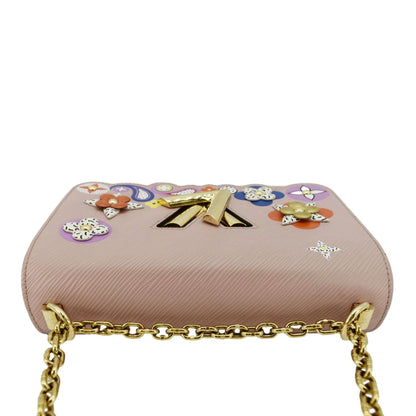 LOUIS VUITTON Twist MM Bloom Flower Epi Leather Chain Shoulder Bag Pink