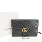 GUCCI GG Marmont Matelasse Chevron Leather Clutch Bag Black 498079