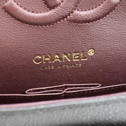 CHANEL Classic Medium Flap Quilted Caviar Leather Shoulder Bag Black