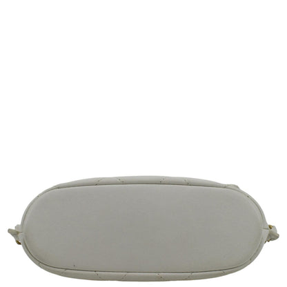 CHANEL Chain Flap Quilted Leather Hobo Shoulder Bag Ivory