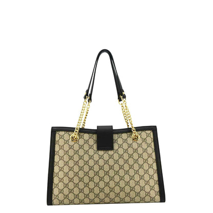 GUCCI Padlock Medium GG Supreme Canvas Shoulder Bag Beige 479197