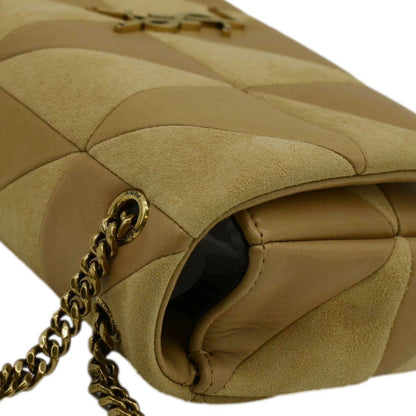 YVES SAINT LAURENT Jamie Suede Leather Shoulder Bag Cream
