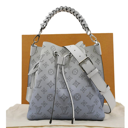LOUIS VUITTON Muria Mahina Perforated Leather Shoulder Bag Light Blue