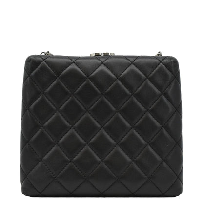 CHANEL CC Kisslock Box Lambskin Leather Chain Shoulder Bag Black