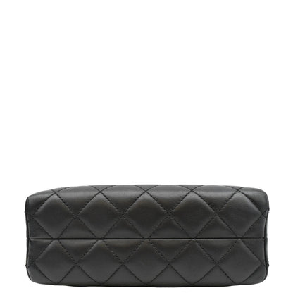 CHANEL CC Kisslock Box Lambskin Leather Chain Shoulder Bag Black