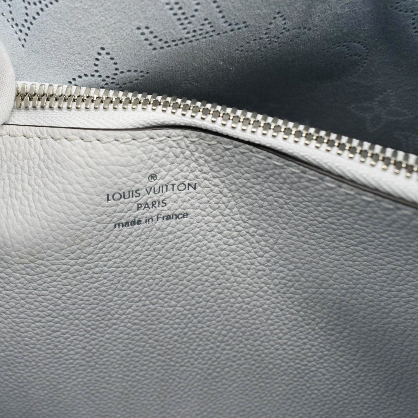 LOUIS VUITTON Muria Mahina Perforated Leather Shoulder Bag Light Blue