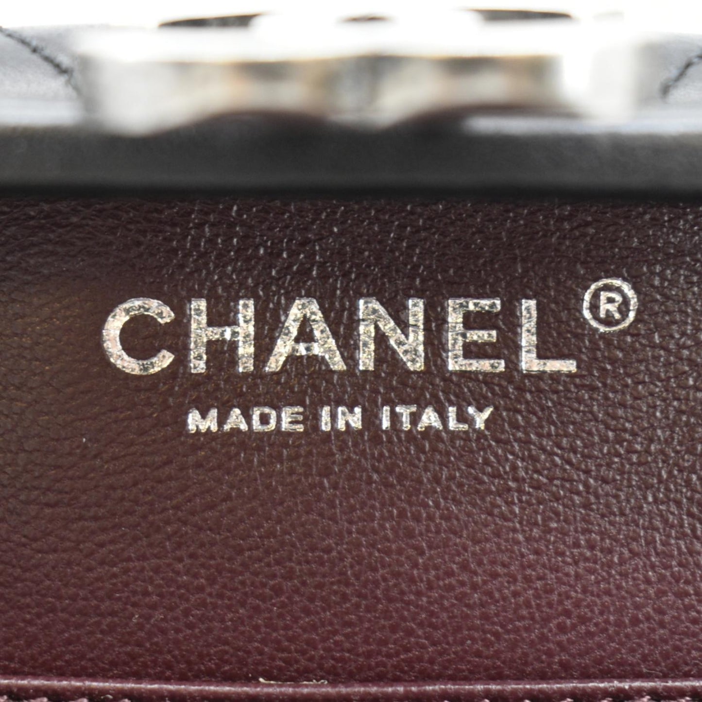 CHANEL CC Kisslock Box Lambskin Leather Chain Shoulder Bag Black