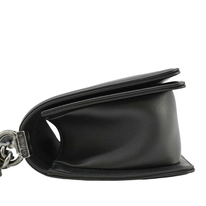 CHANEL Boy Flap Medium Quilted Leather Shoulder Bag Black