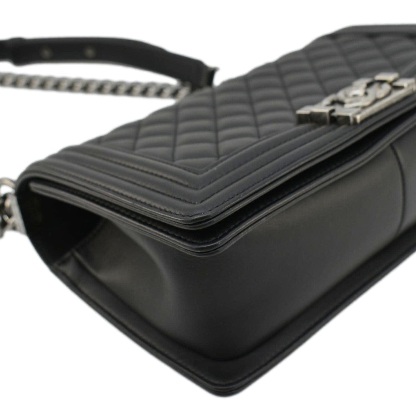 CHANEL Boy Flap Medium Quilted Leather Shoulder Bag Black