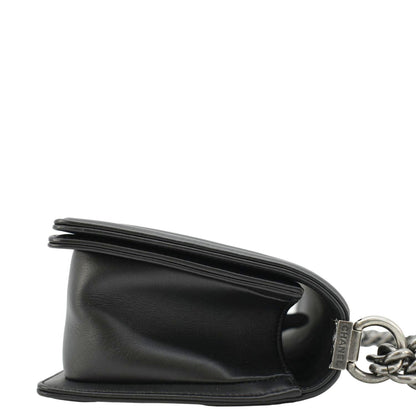 CHANEL Boy Flap Medium Quilted Leather Shoulder Bag Black