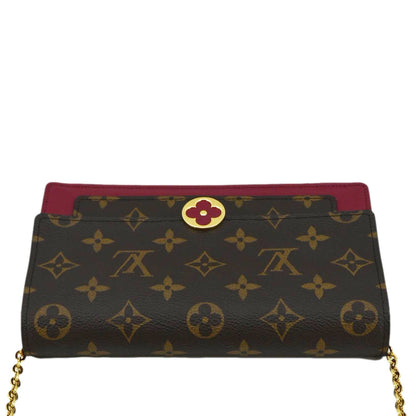 LOUIS VUITTON Flore Monogram Canvas Chain Wallet Shoulder Bag Fuchsia