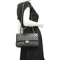 CHANEL Classic Medium Double Flap Quilted Leather Shoulder Bag Black