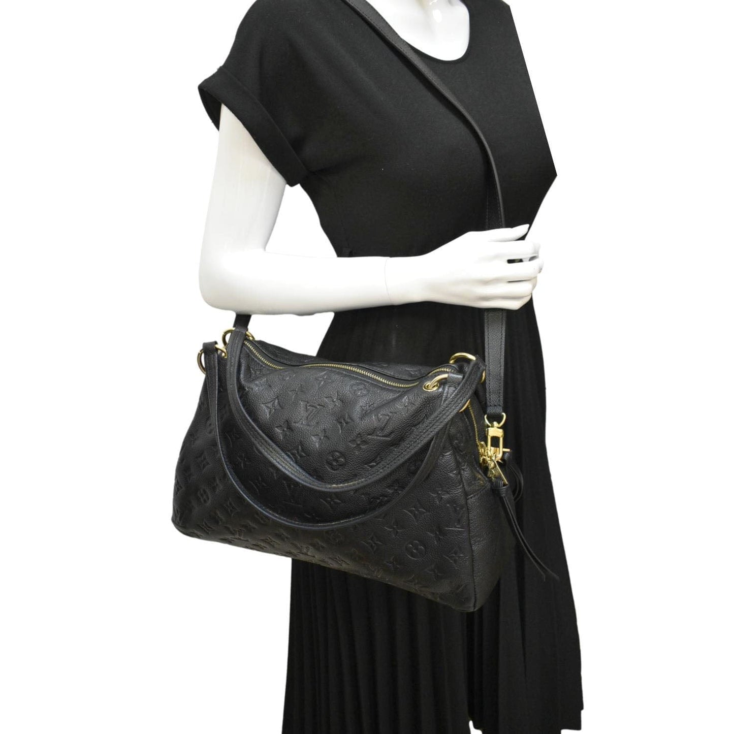 LOUIS VUITTON Ponthieu PM  Empreinte Leather Shoulder Bag Black