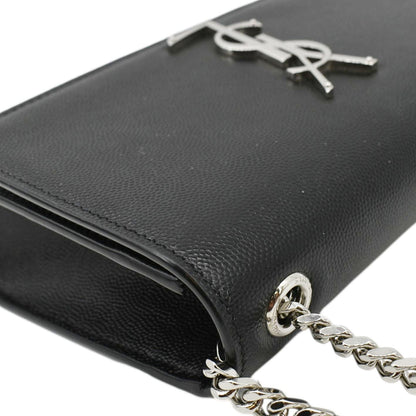 YVES SAINT LAURENT Kate Leather Chain Clutch Crossbody Bag Black
