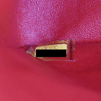 CHANEL Classic Medium Double Flap Quilted Patent Leather Shoulder Bag Red