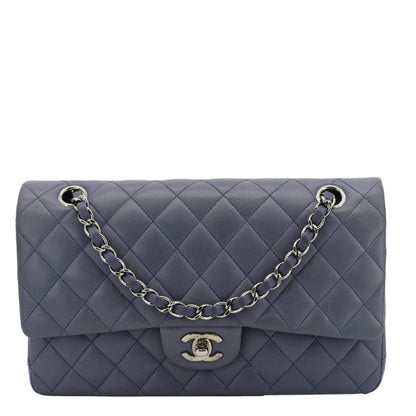 CHANEL Classic Double Flap Quilted Leather Shoulder Bag Lavender