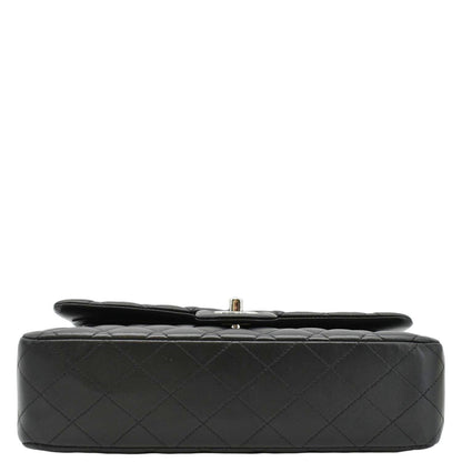 CHANEL Classic Medium Double Flap Quilted Leather Shoulder Bag Black