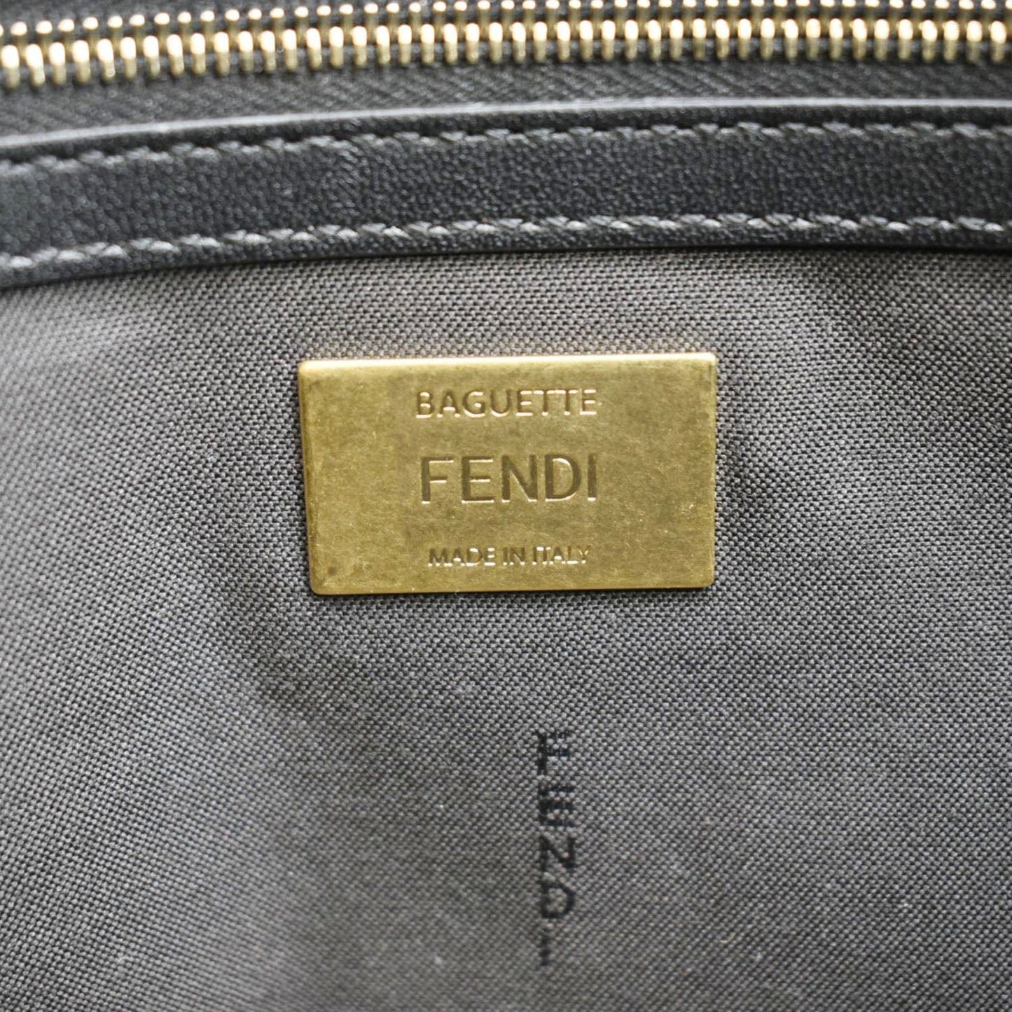 FENDI Baguette Medium FF Shearling Sheepskin Shoulder Bag Brown