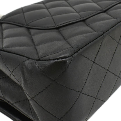 CHANEL Classic Medium Double Flap Quilted Leather Shoulder Bag Black