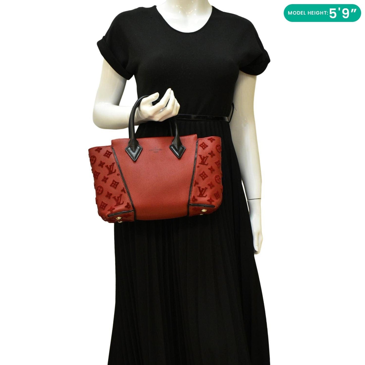 LOUIS VUITTON W BB Tote Monogram Velours Tote Shoulder Bag Red