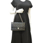 CHANEL Medium Double Flap Quilted Patent Leather Shoulder Bag Olive