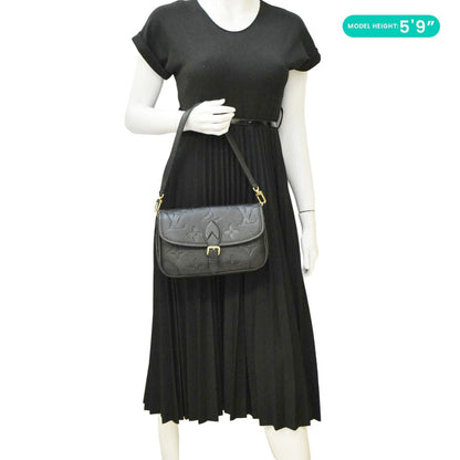 LOUIS VUITTON Diane Empreinte Leather Shoulder Bag Black
