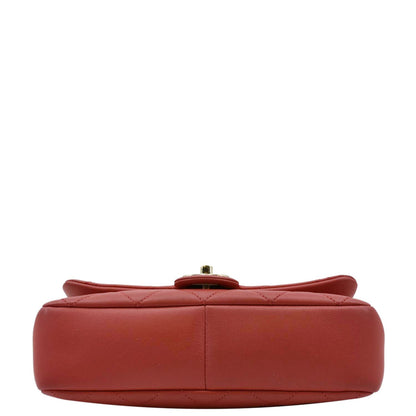 CHANEL Resin Chain Flap Lambskin Quilted Leather Shoulder Bag Red
